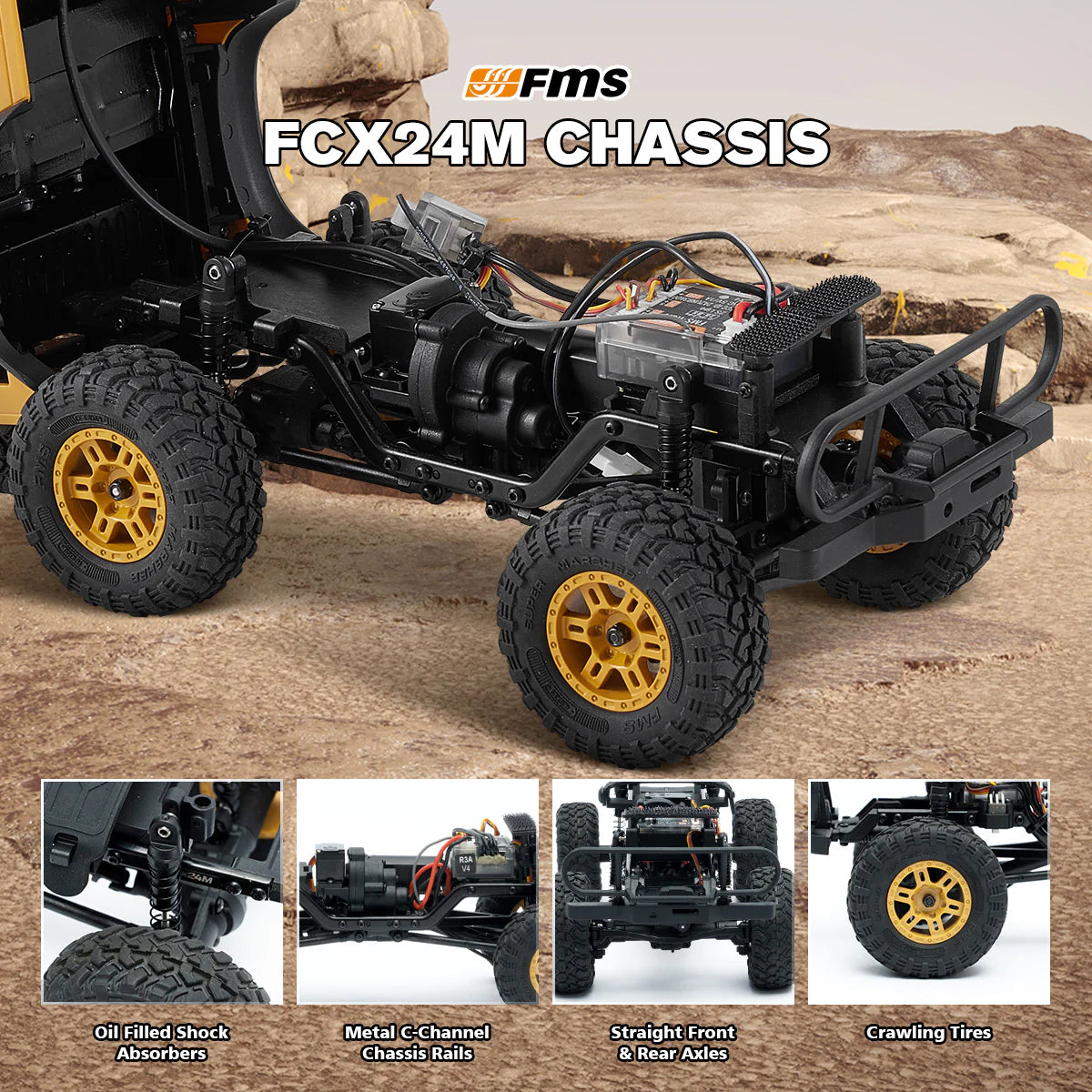 FMS FCX24M Land Rover Defender D90 RC Crawler - rear view