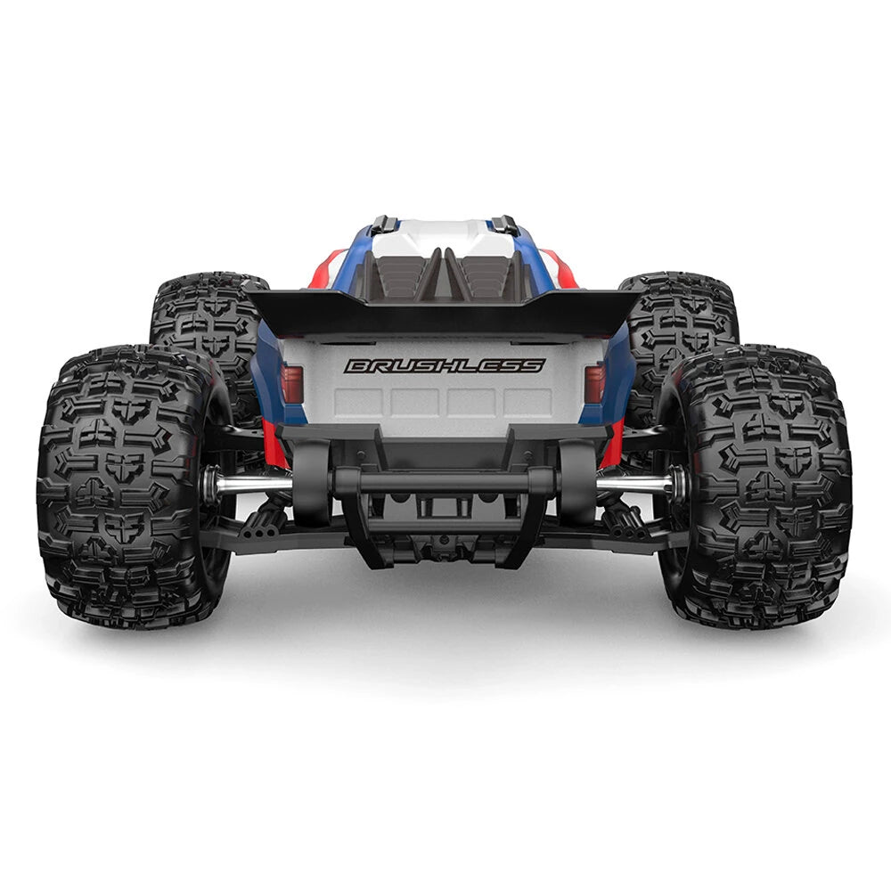 MJX Hyper Go 16212 what is in the box: T3D 2.4GHz transmitter, truggy with body on, 2S 2000mAh battery, USB charger, wheelie bar assembly, tools, screws and user manual
