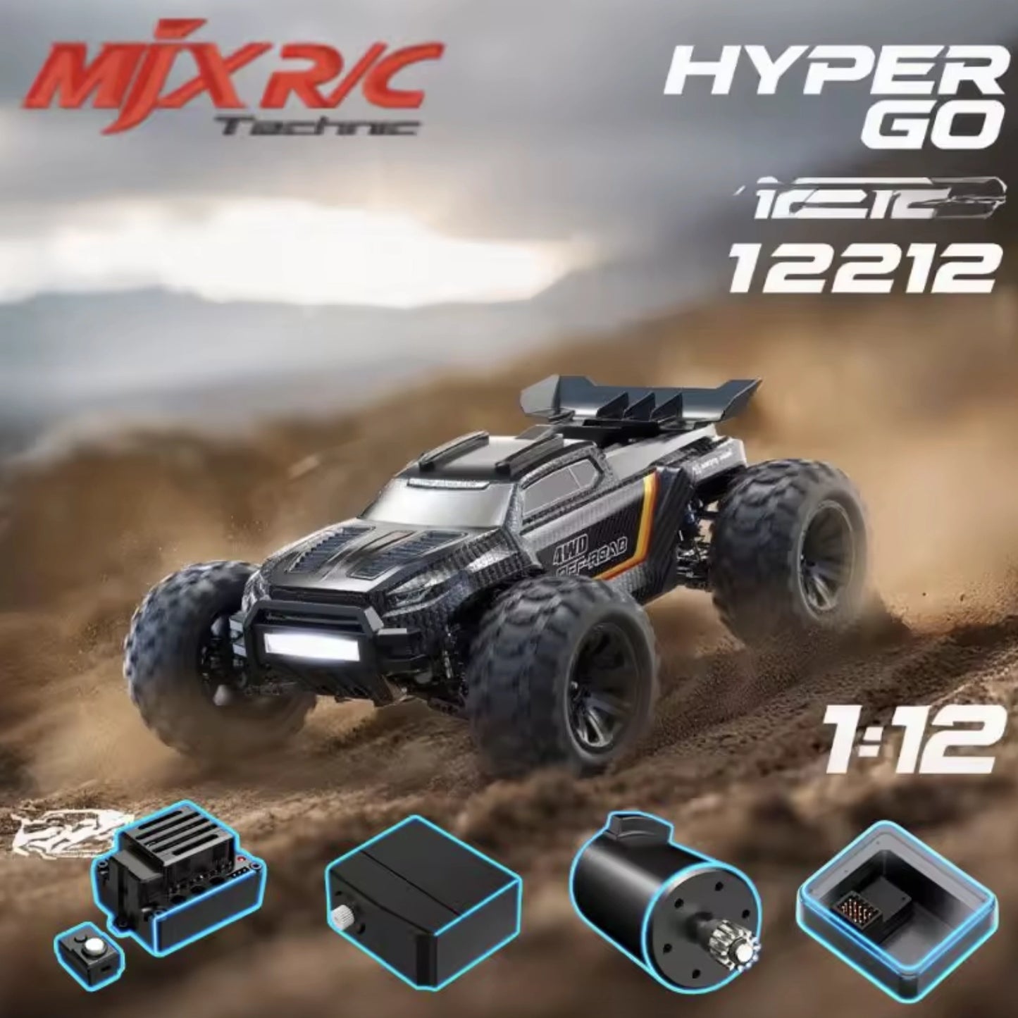 MJX 12212 1:12 Scale RC Monster Truck 3S Brushless - UK STOCK
