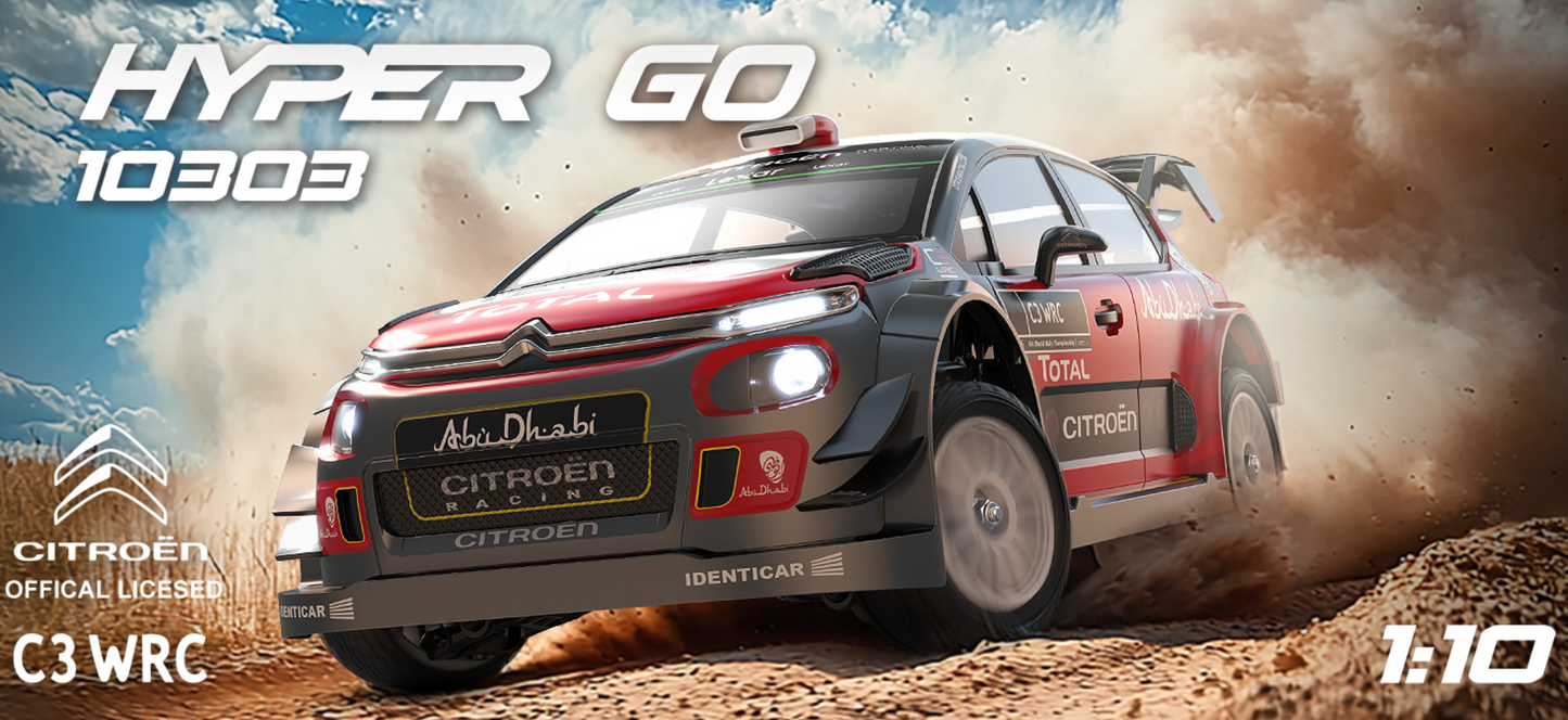MJX Hyper Go 10303 Citroen C3 WRC RC rally car - top view
