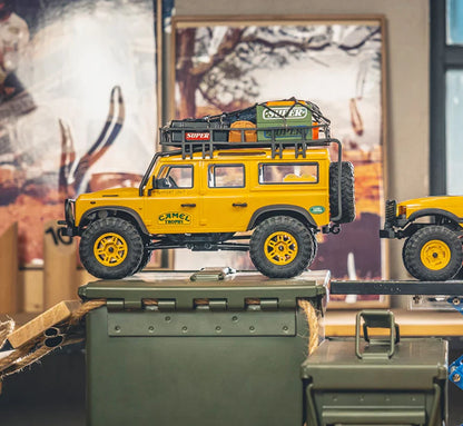 FMS FCX24M 1:24 Land Rover Defender D110 RTR Yellow RC Crawler 2 speed - UK Stock